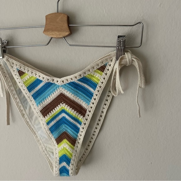 Aerie Crochet Low Rise Tie Cheekiest Bikini Bottom Size Large NWT - Picture 5 of 9